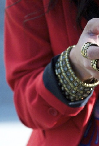 two finger ring, half moon nails