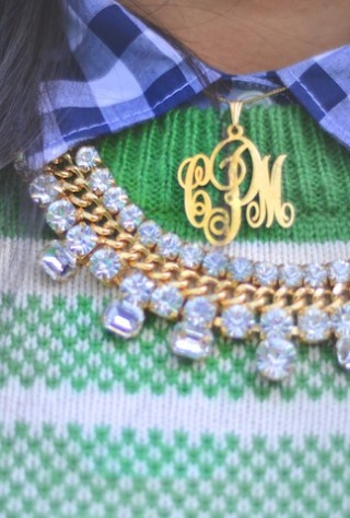 Bauble bar, monogram necklace, jewelry