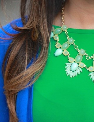 colorblocking, primary colors, blue and green, spring dresses, bauble bar