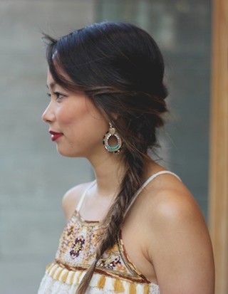 anthropologie, anthro petites, paz joggers, embroidered top, fishtail braid