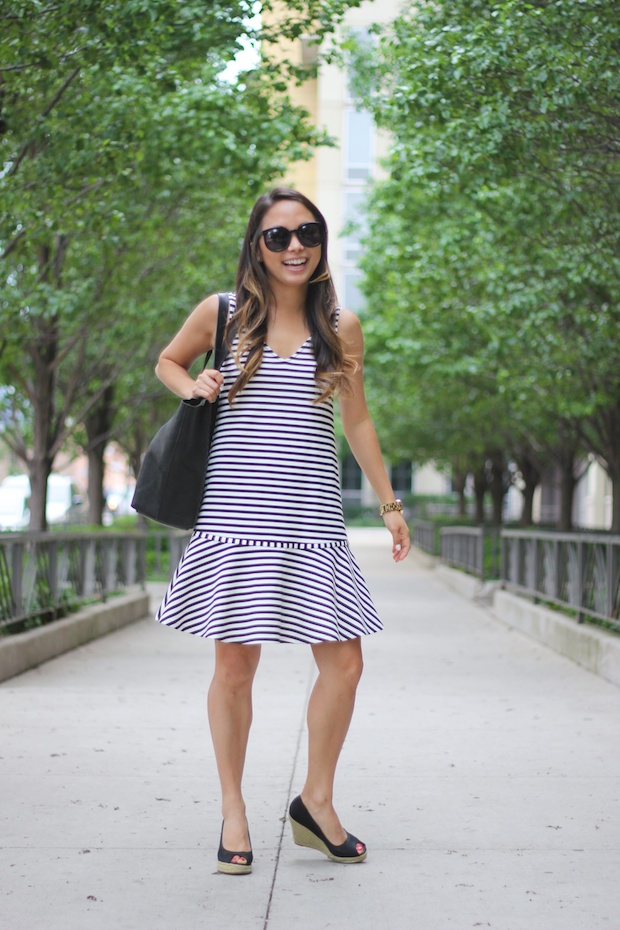 buckley k, bistro dress, striped dress, summer style