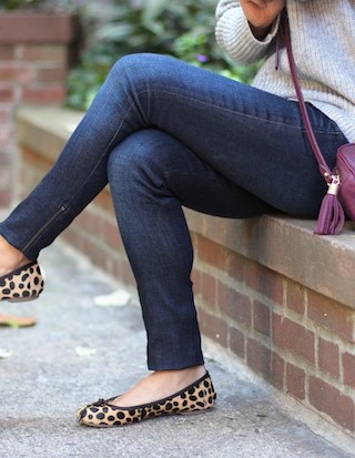 french connection, honeycomb stitch high neck jumper, gray turtleneck, sweaters, leopard flats, gigi new york madison