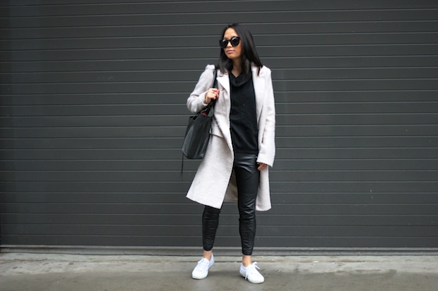 leather leggings, sneakers, superga, christine petric, petite bloggers, new york bloggers, downtown style