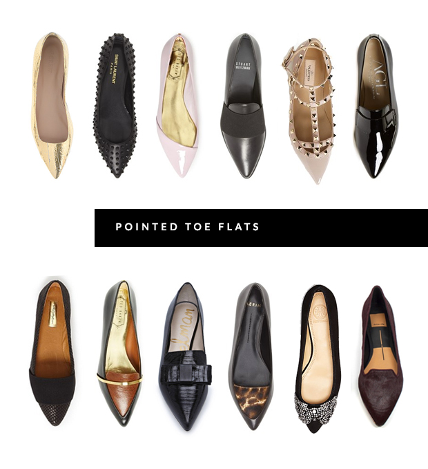 pointed toe flats, pointy toe flats, valentino flats, tory burch flats, everlane fats, stuart weitzman flats, shoe roundup