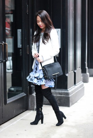 the view from 5 ft. 2, christine petric, keepsake label skirt, ruffle hem, piperlime moments of chic