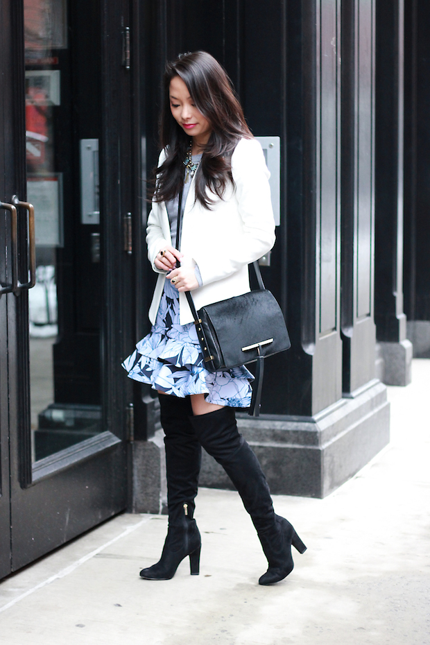 the view from 5 ft. 2, christine petric, keepsake label skirt, ruffle hem, piperlime moments of chic