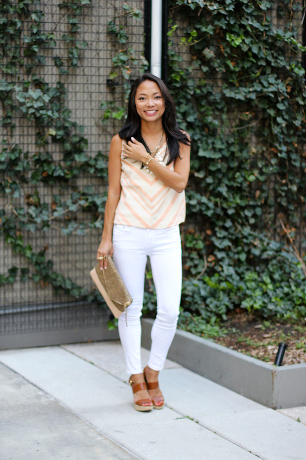 anthropologie, chevron midi top, white jeans, rag and bone, christine petric, the view from 5 ft. 2