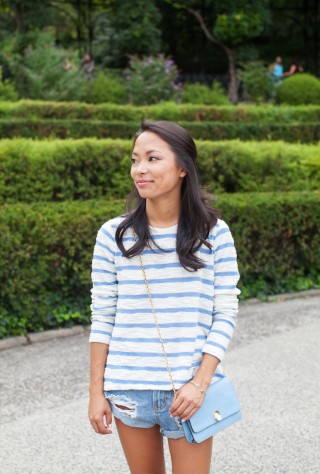 anthropologie, ingleside striped top, somedays lovin, cutoff shorts, henri bendel, yosi samra cambelle, christine petric, the view from 5 ft. 2