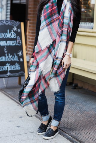 plaid blanket scarf, ann taylor, tartan, christine petric, the view from 5 ft. 2, winter style