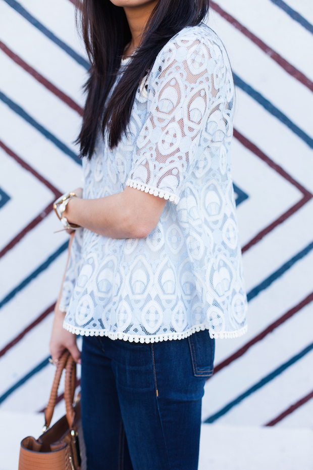 anthropologie, lace top, hd in paris, white pumps, henri bendel, christine petric, the view from 5 ft. 2