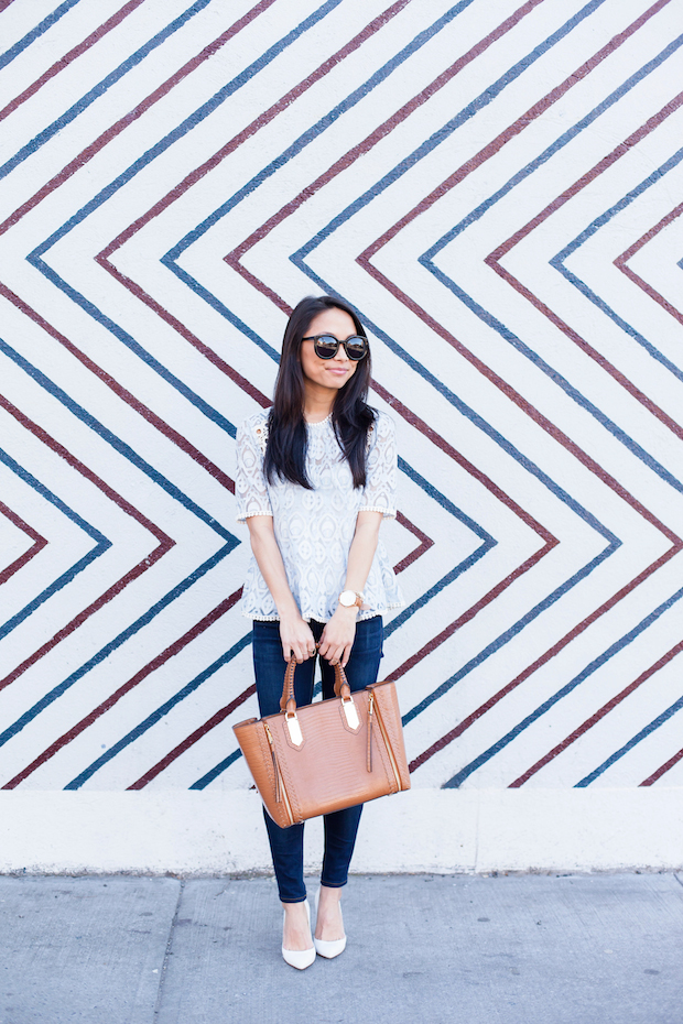 anthropologie, lace top, hd in paris, white pumps, henri bendel, christine petric, the view from 5 ft. 2