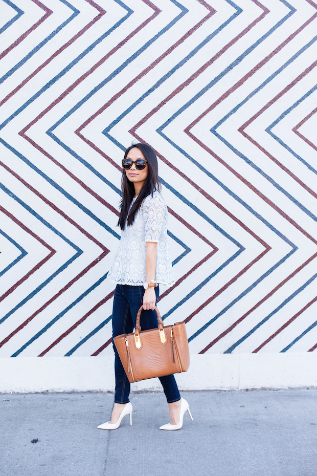 anthropologie, lace top, hd in paris, white pumps, henri bendel, christine petric, the view from 5 ft. 2