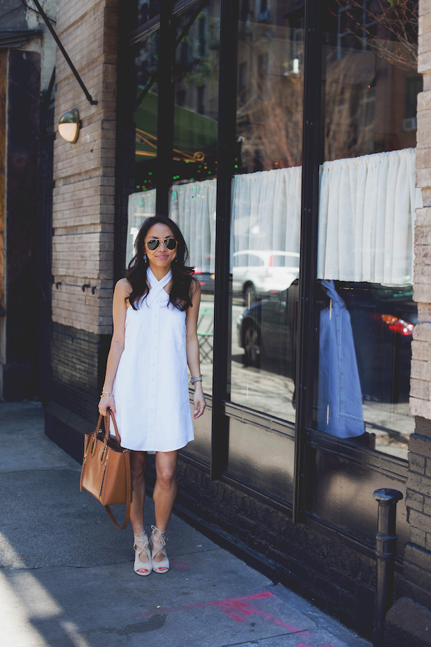 white shirtdress, summer outfits, aquazurra sexy thing booties, christine petric, the view from 5 ft. 2