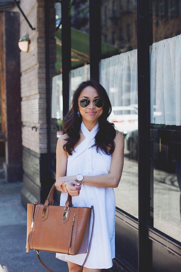 white shirtdress, summer outfits, aquazurra sexy thing booties, christine petric, the view from 5 ft. 2