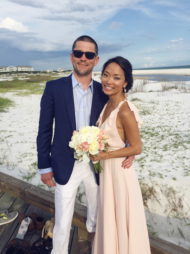 finding a bridesmaid dress, ruffle maxi, beach wedding
