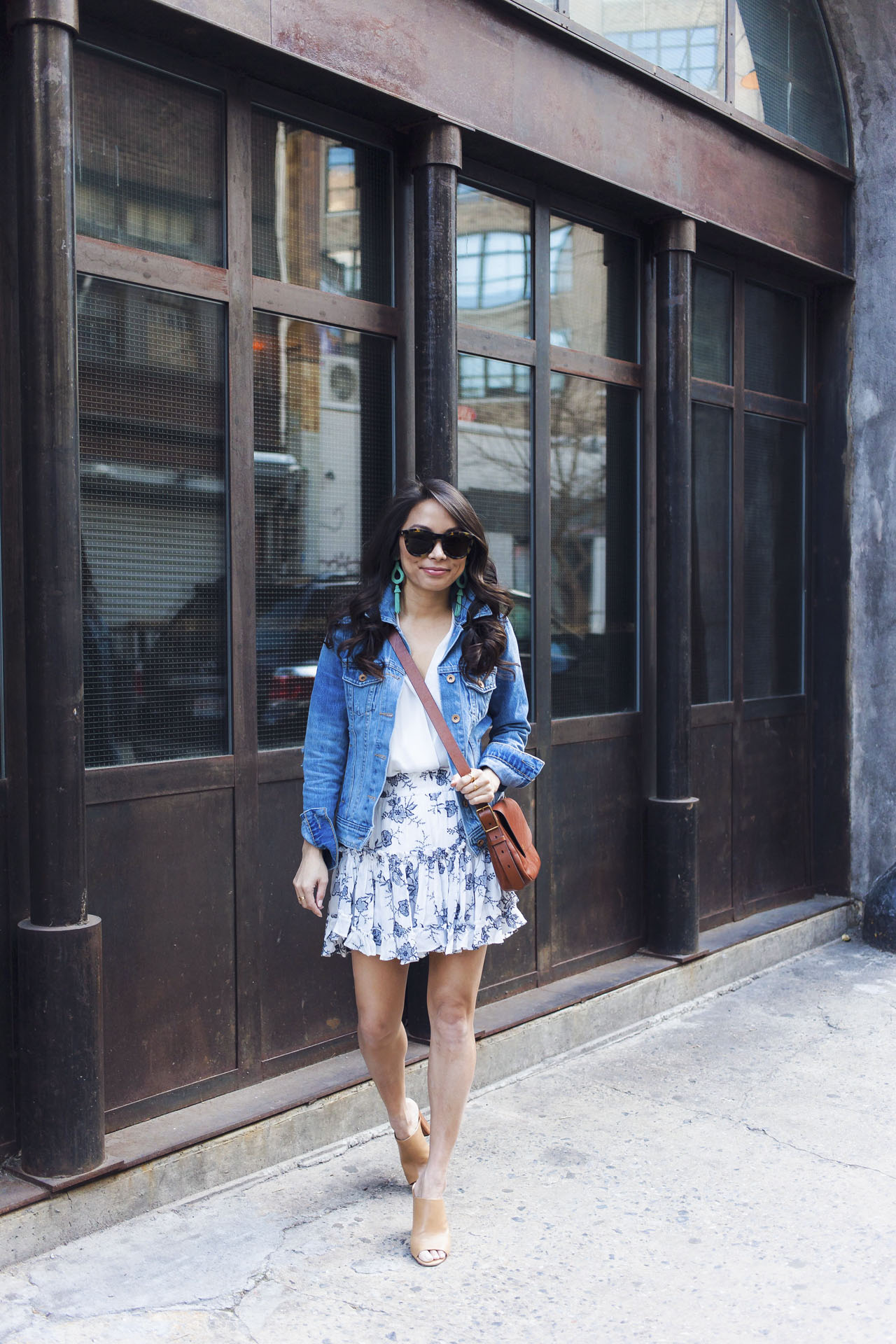 misa los angeles, misa marion skirt, spring style, how to style a denim jacket, petite bloggers
