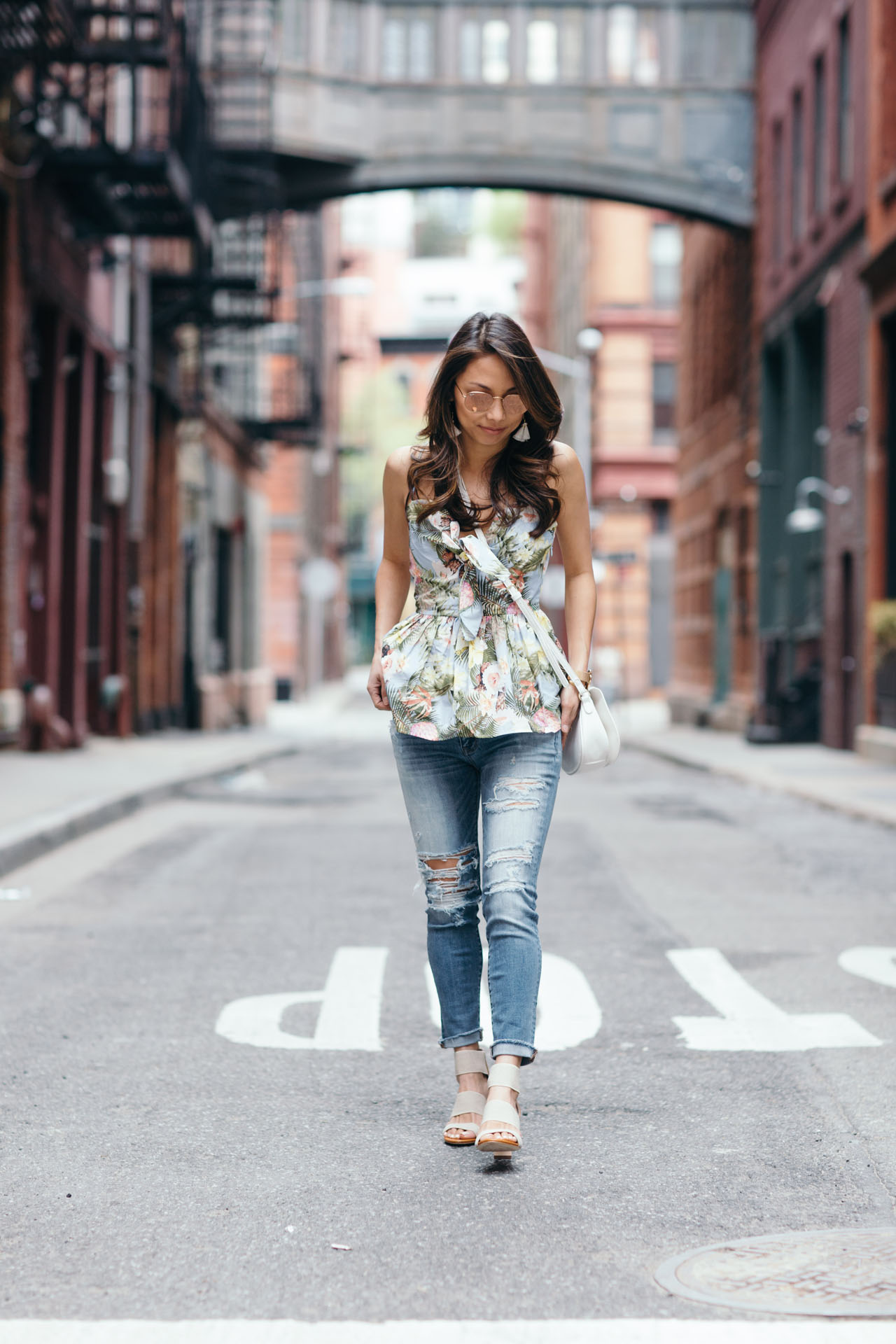 matt bernson heels, h&m top, ray ban sunglasses