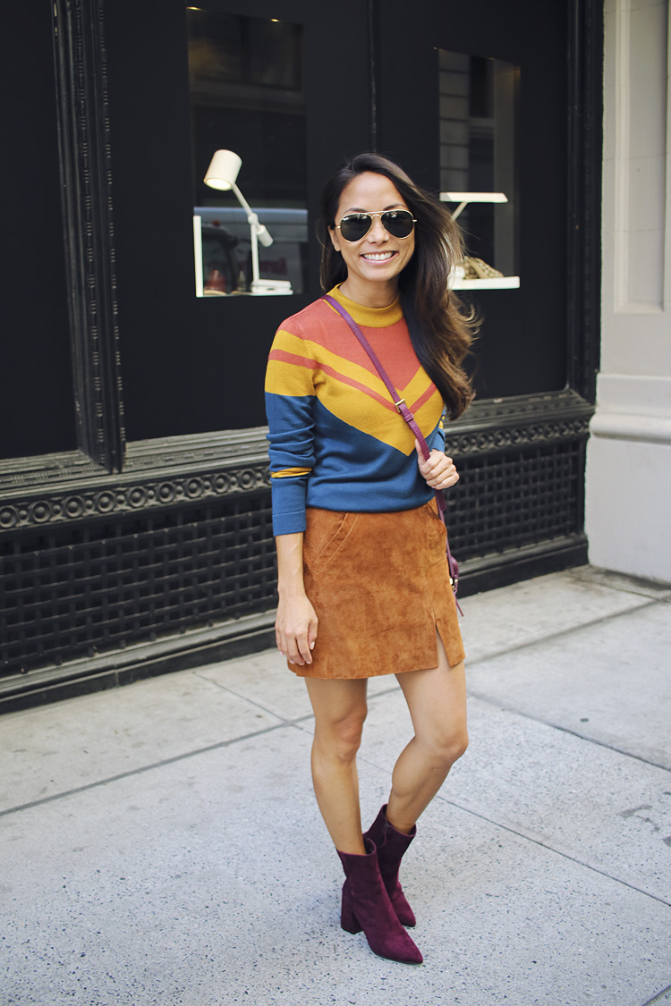 burgundy booties, fall colors, suede skirt, nordstrom, fall style