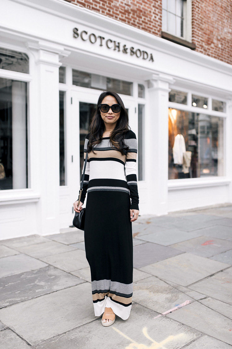 maxi dress, anthropologie maxi dress, striped dress