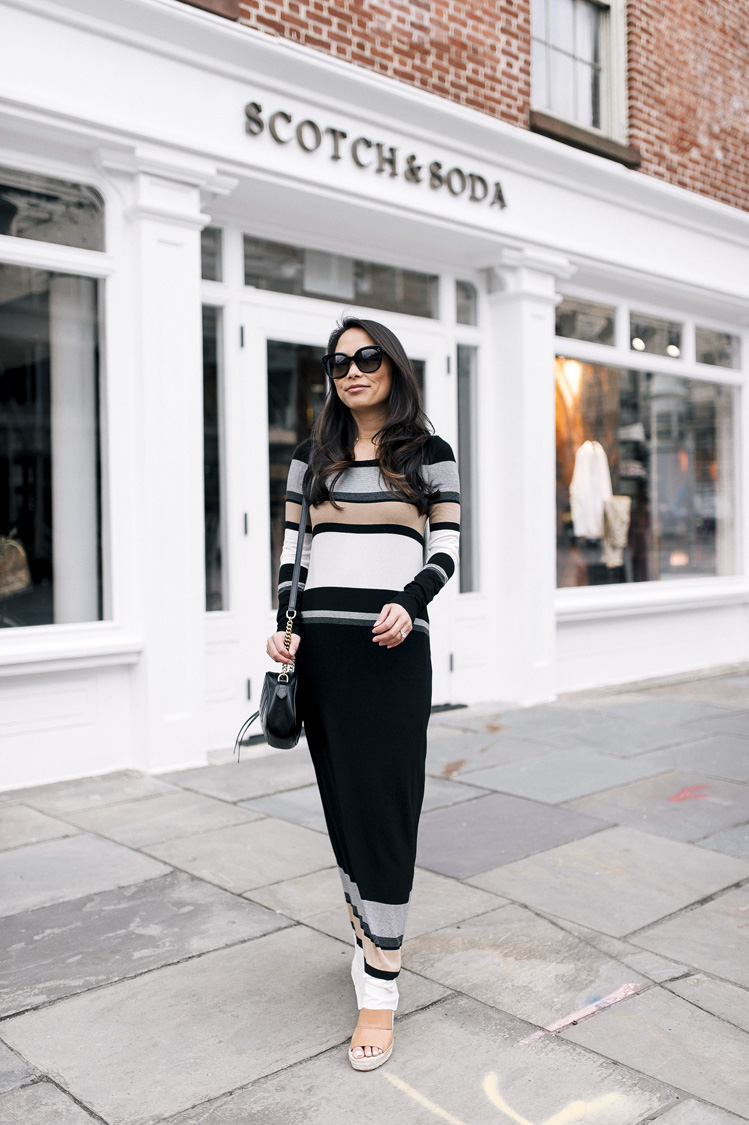maxi dress, anthropologie maxi dress, striped dress